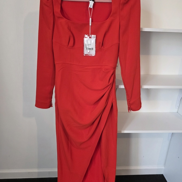 Self-Portrait Red Crepe Midi Dress - Picture 3 of 6